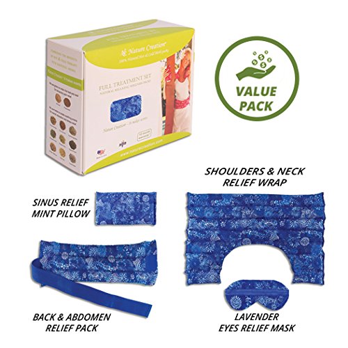 Full Treatment Set- Heating Pad/Cold Pack for Neck, Shoulder, Back, Stomach Pain Relief– Microwavable Hot and Cold Therapy by Nature Creation (Blue Flowers) - Thumbnail 3