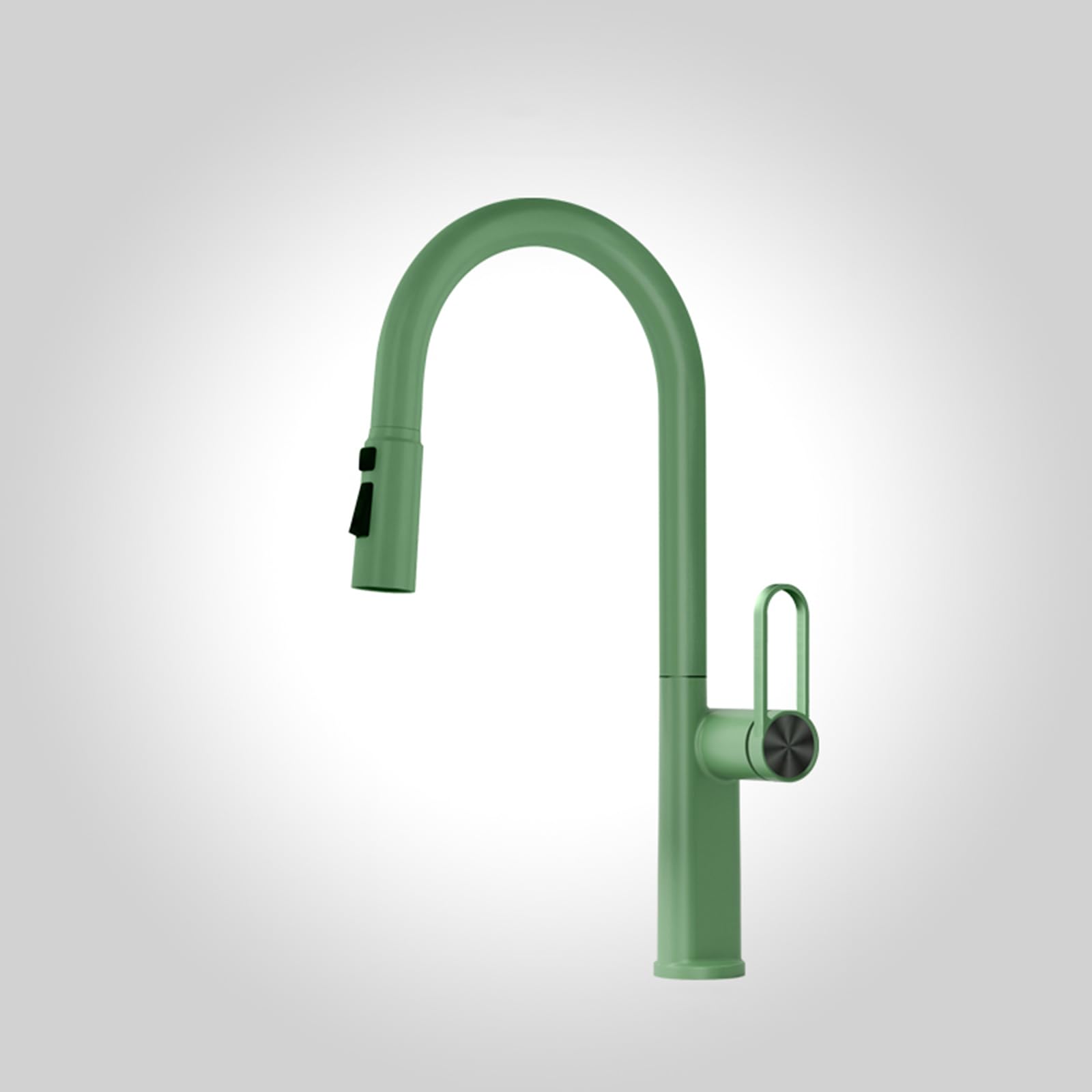 ZYCHSJXA Kitchen Mixer Tap with Pull Out Spray Green 1 Hole Sink Faucet, Water Head 360 Swivel Sprayer Nozzle