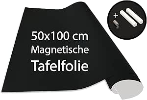 Pellicola Magnetica 100x50 Cm - Lavagna Adesiva Per Scrivere Con Gessi E Attaccare Magneti | Nero - Foto 9