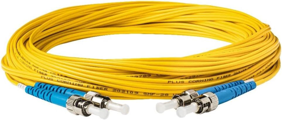 SpeedyFiberTX 6-Pack 1 Meter Duplex Singlemode ST/U to ST/U Fiber Patch Cable, Corning SMF-28 9/125um Ultra Optical Fiber, OS1/OS2 Compatible, Yellow LSZH Cable Jacket