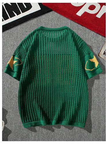 Women's Y2K Jersey Shirts Oversized Number Crochet Hollow Out Jersey Tee Sweater Crew Neck Short Sleeve Knit T Shirts2