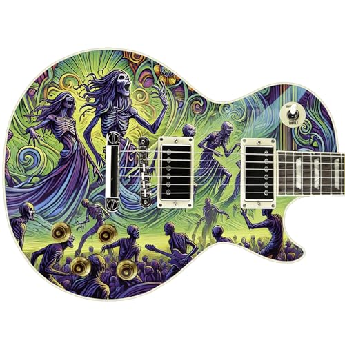 DesignDivil Adesivo in vinile laminato stampato con la chitarra "La notte della danza", si adatta alla maggior parte delle chitarre e dei bassi, GS237