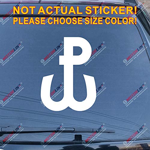 3S MOTORLINE Fighting Poland Anchor Decal Sticker Polska Kotwica Car Vinyl Pick Size Color die Cut no bkgrd (White, 6'' (15.2cm))