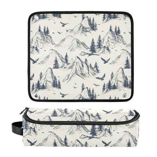 Bolso organizador de viaje CWUPZAY para herramientas de cabello resistente al calor con estampado de pinos marmoleados miniatura 3