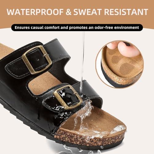 Cork Footbed Sandals Women Men, Arch Support Summer Beach Slide Slip On Slippers with Adjustable Buckle Outdoor Indoor2