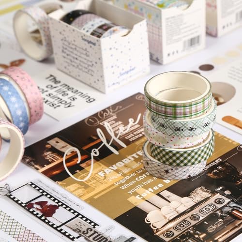 Songdao Zestaw 60 cienkich taśm Washi, dekoracyjnych, kolorowych, do majsterkowania, pamiętnika, planera, scrapbookingu, opakowań
