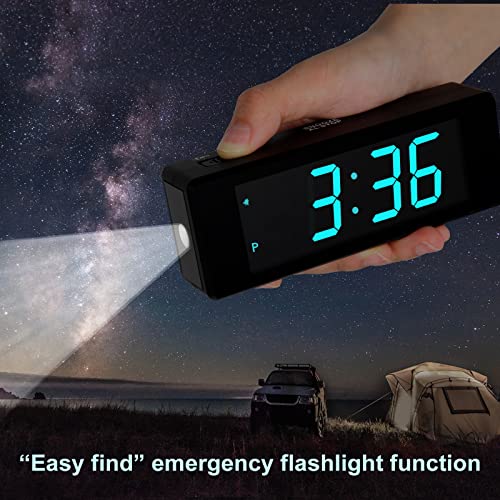 Timegyro Travel Alarm Clock Battery Operated, Small Desk Clock With Emergency Flashlight ,Led & Lcd Composite Display Brightness Adjustable Digital Clock Battery Powered For Bedroom , Camping #TOP2