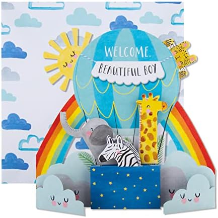 Hallmark New Baby Wrapping Paper and Gift Tag Pack - Blue Elephant Design