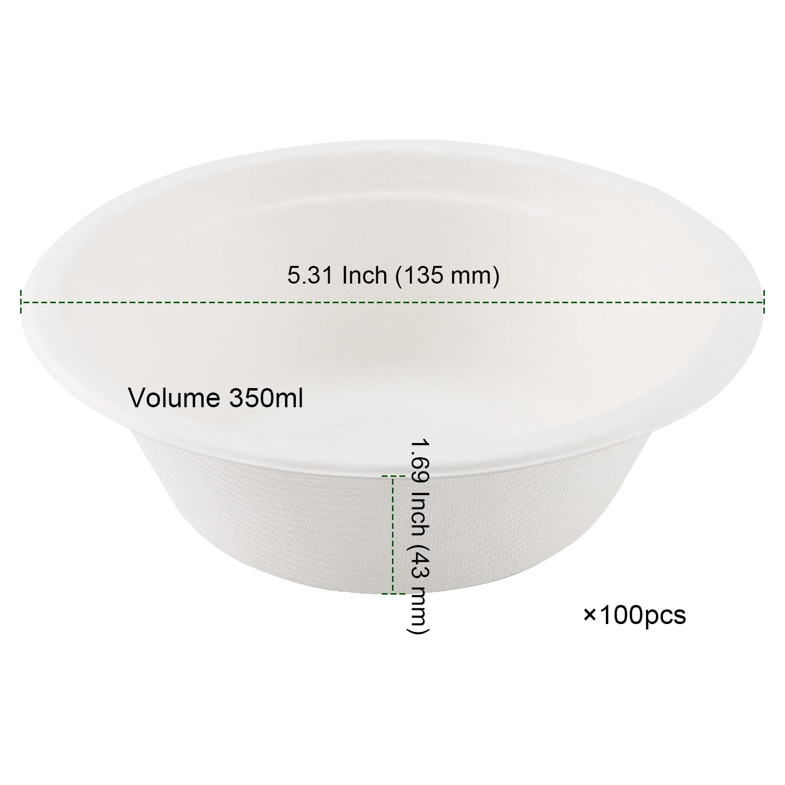 PINGEUI 100 ciotole usa e getta da 350 ml in cartone bianco per feste barbecue picnic