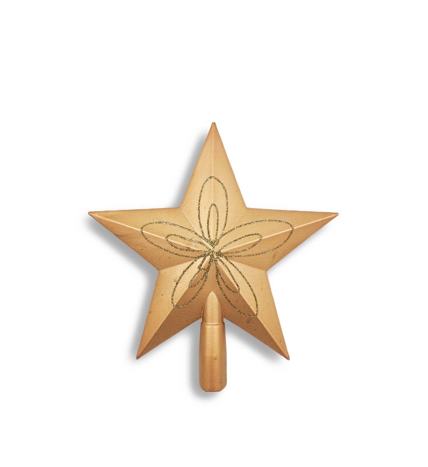 PARTY TIME - 1 Piece Gold Star Christmas Tree Topper Rustic Tree Topper Christmas Tree Decoration Christmas Ornaments (19cm.)