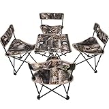 REDCAMP 5-Pack Tripod Hunting Chairs Set for Blinds, Portable Folding Hunting Stool with Back, Camo Fishing Chair Set for Camping Hiking