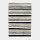 Taille : 140 x 200 cm Decoweb Tapis 100% Coton - Niksen - Ligne Beige et Noir - 140 x 200 cm