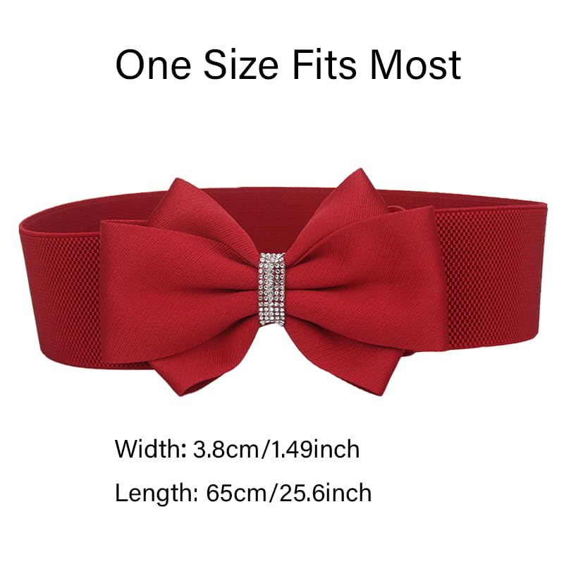 COTIM COYIN Women's Stretch Belt with Rhinestone Bow, Elastic Waist Accessory for Dresses and Jeans2
