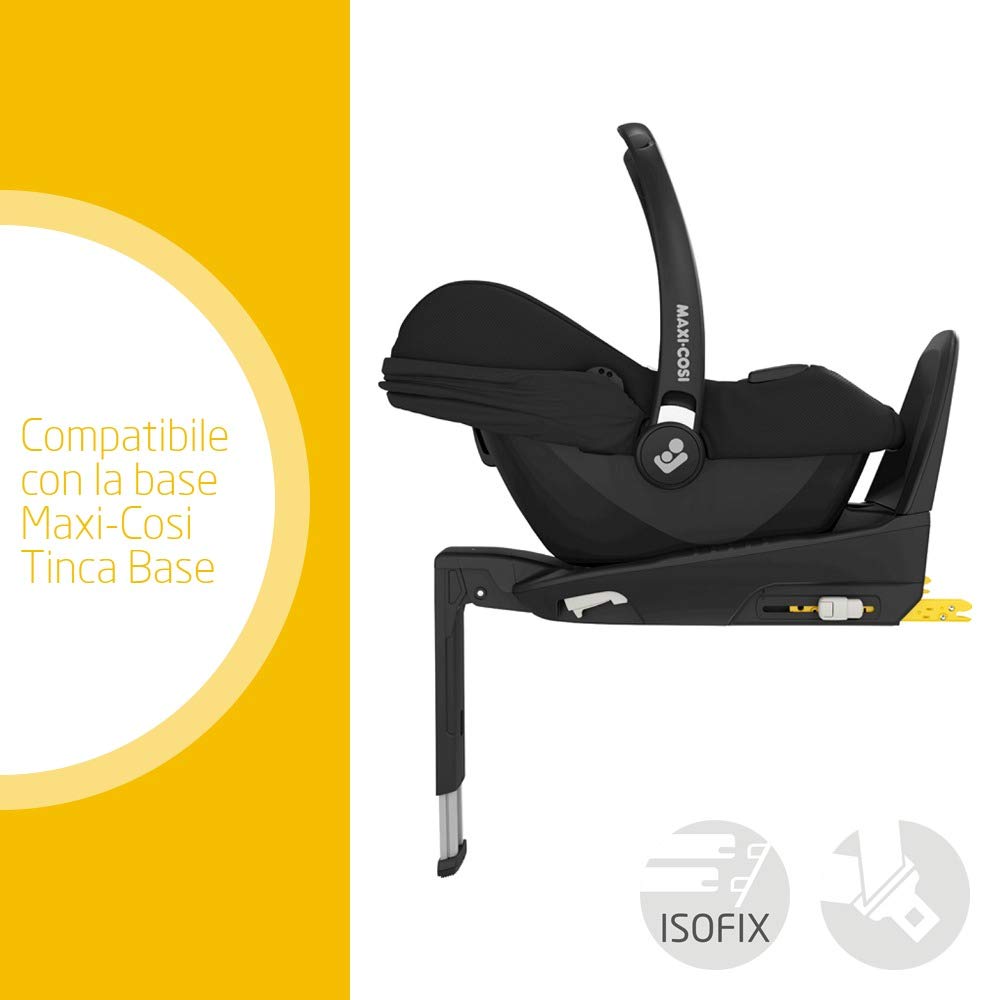 Maxi-Cosi Tinca Seggiolino Auto per Neonati I-Size, Gruppo 0+, da 45 a 75 cm, 0-12 kg, Nero (Essential Black)