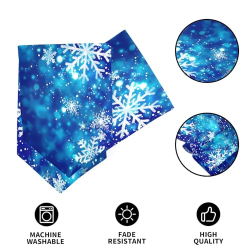 Chemin de table de Noël 45x183 cm ALAZA double face flocons bleus