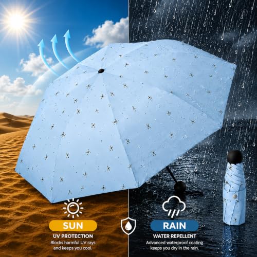 Image of Umbrella for Rain and Sun Protection UPF50+ Mini Capsule Foldable Umbrella for Women Men | 5-Fold Compact Travel Umbrella | Windproof UV Protection | Ring Buckle Anti-Loss