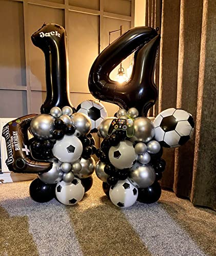 Image of 40 Inch Black 15 Number Balloons Giant 15 Balloons Black Birthday Balloons 15th Birthday Anniversary Events Party Decorations Supplies