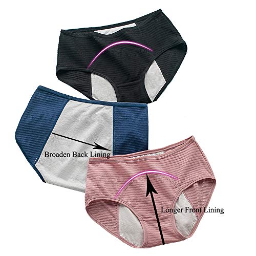 Teen Girl's Cotton Menstrual Period Panties Pack of 4pcs Women Leak-Proof Protective Underwear Briefs (Small, 4Blacks-Breathable Style)4