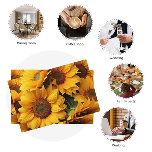 Set de table lavable anti-tache en lin synthétique tournesol