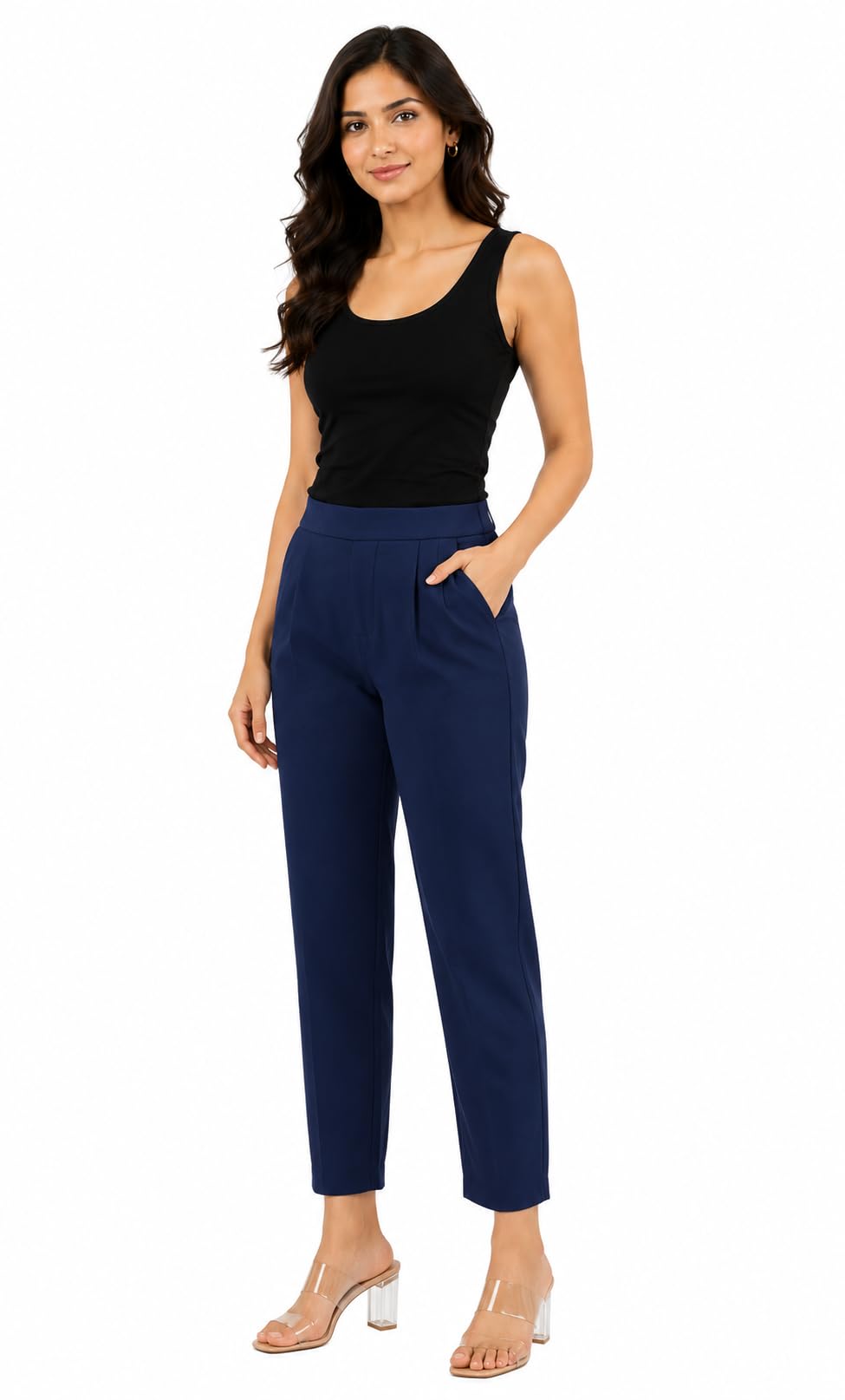 Women's Solid Rayon Straight Fit Trousers | Elastic Waist | Stretchable | Casual Office-picture-29