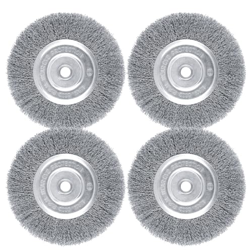 4Pcs 6" Brass Wire Wheel, Brush Wheel for Bench Grinder, 1/2"-5/8" Arbor