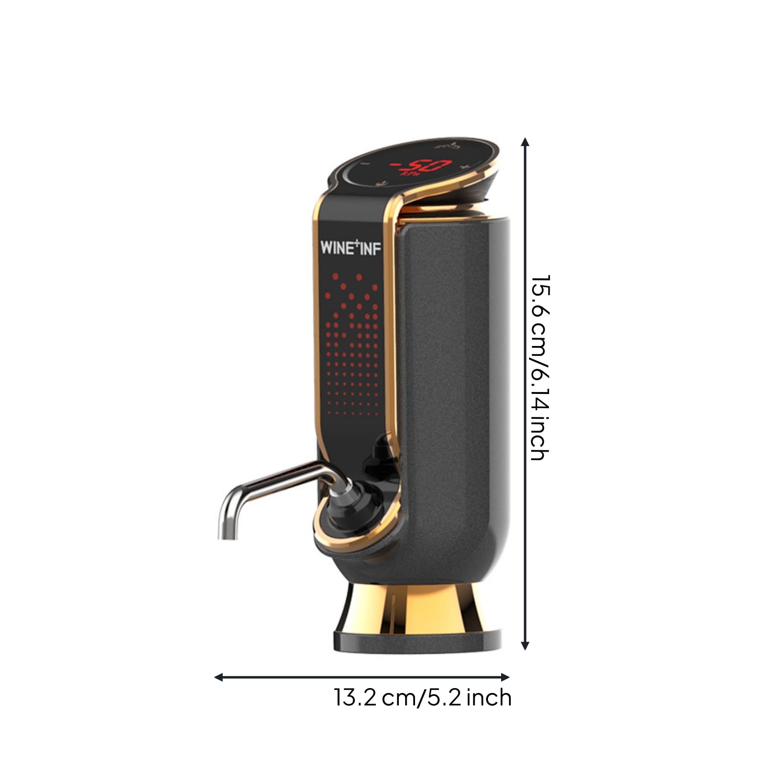 Preservation Stopper Dispensador Automático de Vino Aireador Rápido Tapón de Conservación Bomba de Vacío con Tubo de Acero 304 y Vertido Suave, Negro