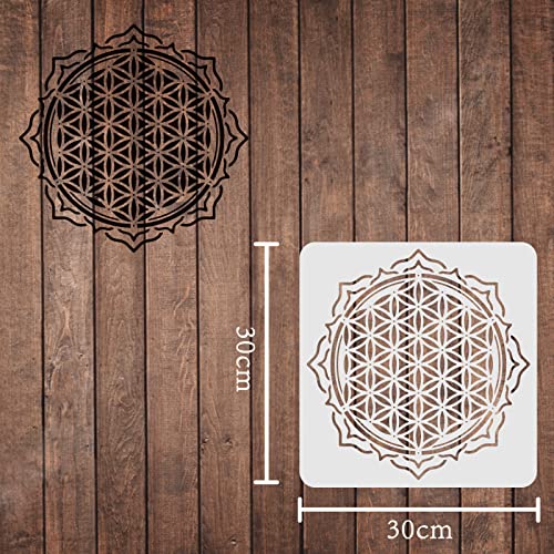 FINGERINSPIRE Blume des Göttlichen Lebens Schablone 30x30cm Kunststoff Schablonen Dekoration Wiederverwendbar Eid al-Fitr Mubarak Dekor Schablonen zum Malen auf Holz, Boden, Wand und Stoff
