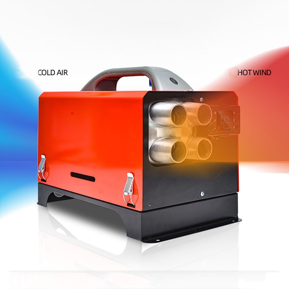 Diagram showing cold air intake and hot wind output from the diesel heater.