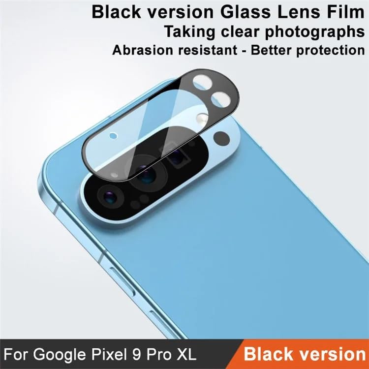 Image of Xmon Camera Lens Protector for Google Pixel 9 Pro (1 Pack) - 3D Premium Tempered Glass, Ultra-Clear, Anti-Scratch, Easy Installation - Black Pixel 9 Pro