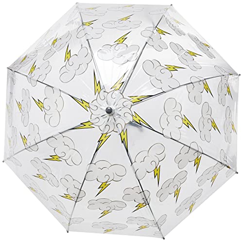 Rainbrella Kids Plastic Umbrella, Sky Collection Rainbows Umbrella, Lightening Bolts Design, Clear Umbrella With Hook Handle #TOP1