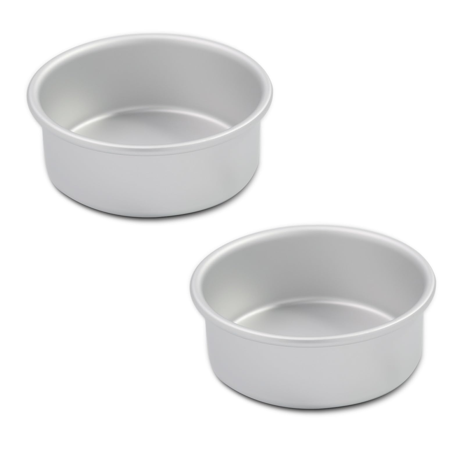 kefyixc 4×2 Inch Round Cake Pan Set of 2,Anodized Aluminum Smash Cake, Baking Tin for Birthday Cake, Party Silver — image 1