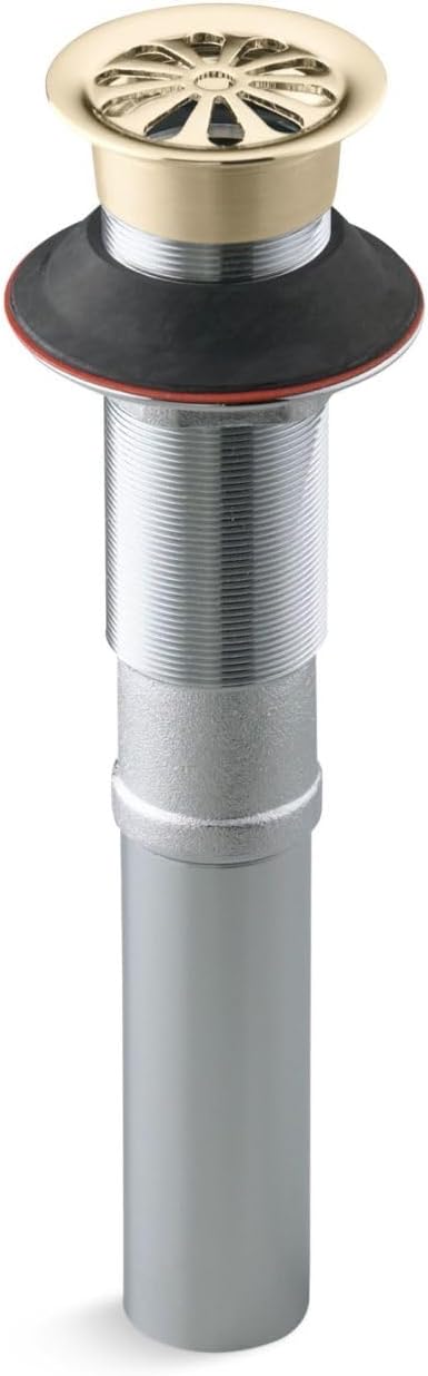 Kohler K-7129-2MB Bathroom Sink Grid Drain without Overflow, Vibrant Moderne Brushed Brass