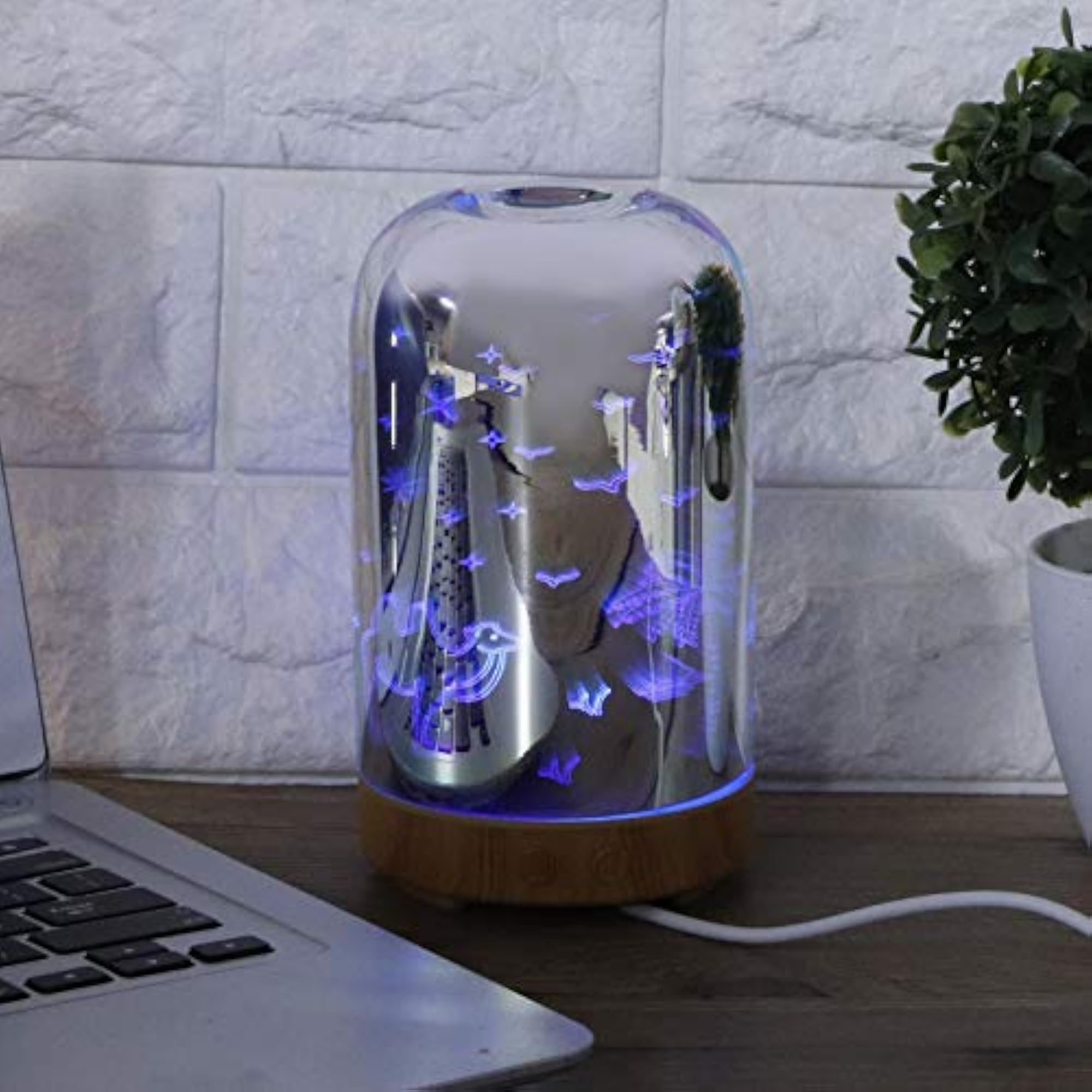 Quiet Glass Car Humidifier with Colorful Light Bars