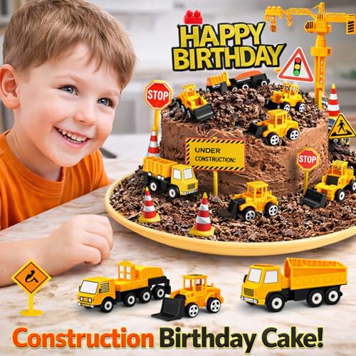 Decoración para tartas de construcción y vehículos de juguete para cumpleaños infantiles 4