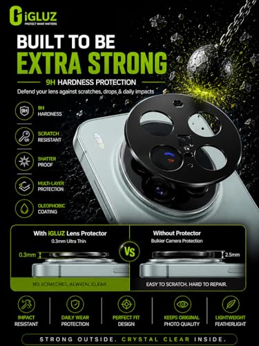Image of iGluz Compatible with Vivo X300 Pro Camera Lens Protector (1 Pack) | Premium 9H Tempered Glass Camera Guard | Ultra Clear HD | Scratch Resistant | Case Friendly Fit | Bubble Free Easy Installation