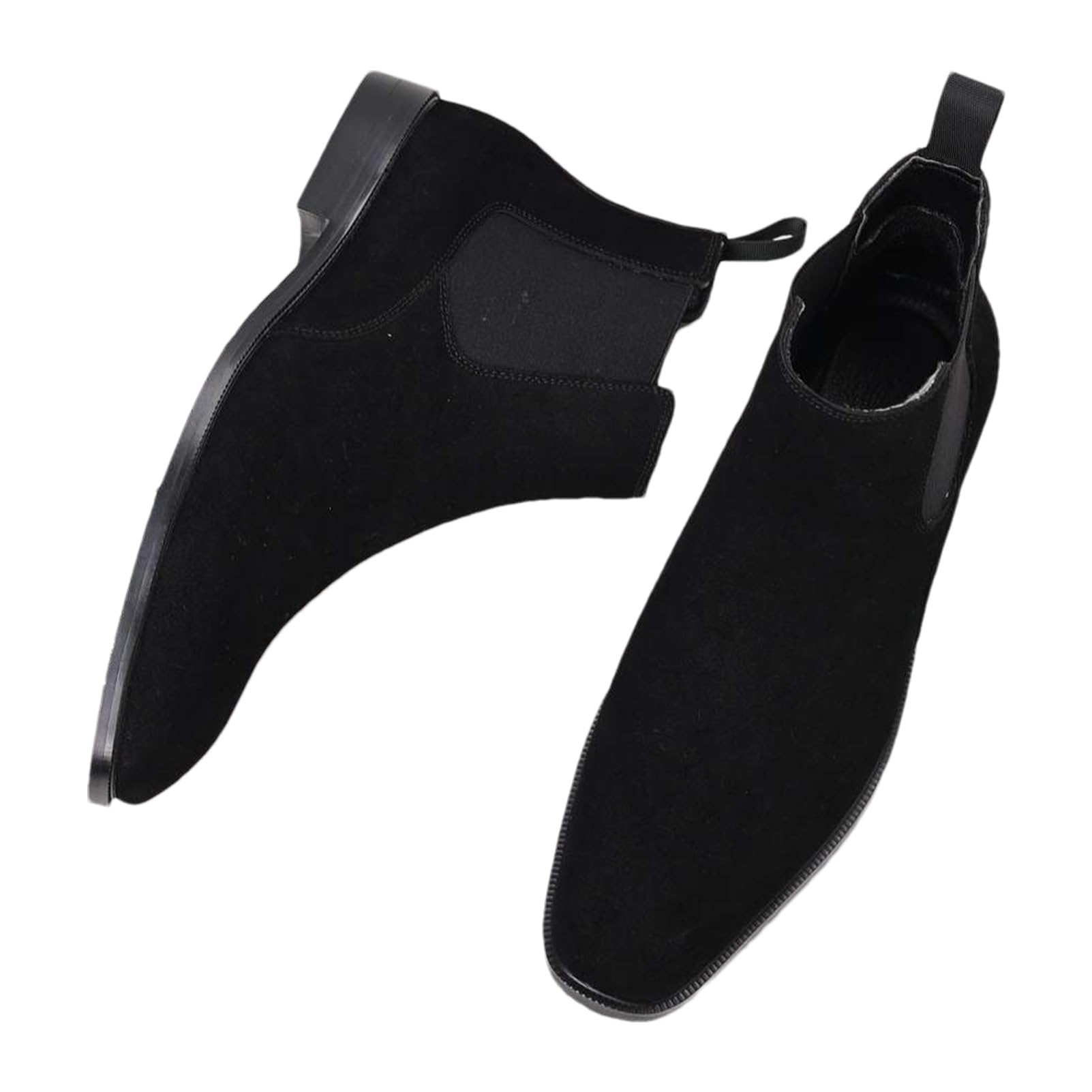 ANUFER Uomo Vacchetta Pelle in Camoscio Scarpe Chelsea Punta Quadrata Slip On Vestito Stivaletti alla Caviglia