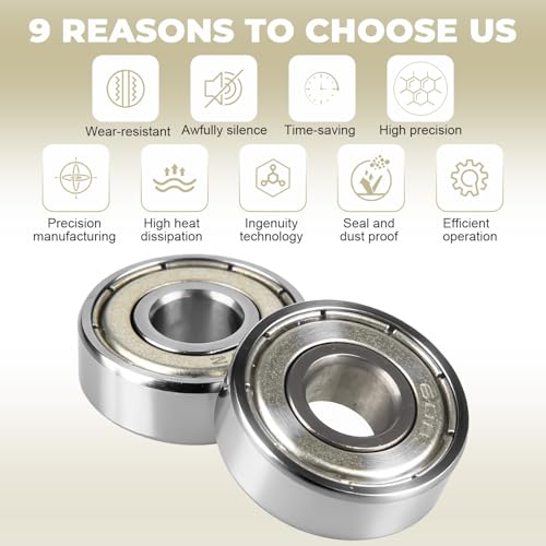 10 Stück 608 ZZ Kugellager 8 mm x 22 mm x 7 mm,Vorgeschmiert,Chromstahl und Doppelte Metalldichtung,608ZZ Rillenkugellager