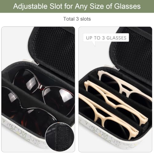 Image of Bukere Travel Sunglasses Organizer Case, PU Leather Adjustable Slots for Multiple Glasses, Hard Eyewear Box for Men Women