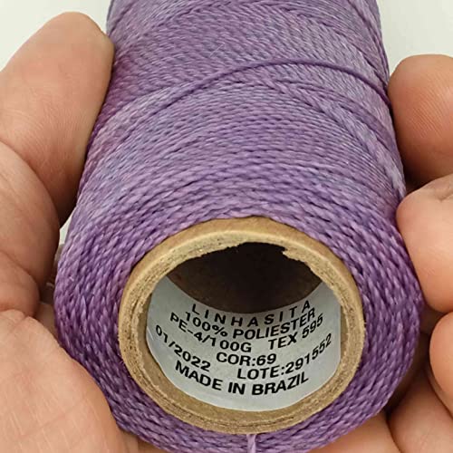 Linhasita Waxed Thread 100 g / 170 m Polyester 1 mm Thick Macrame, 30 Colours lilac - Image 4