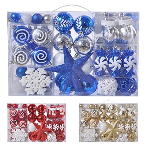 130 ct Weihnachtsbaumschmuck-Set, bruchsicher, marineblau, Weihnachtsbaumkugeln Cover
