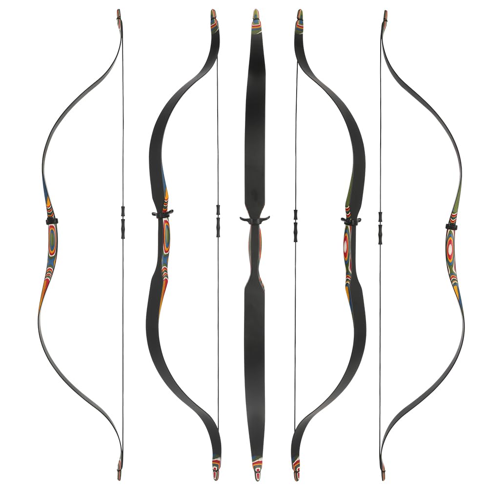 Tiro con l’arco, arco ricurvo tradizionale junior ambidestro 37 pollici 10/15 lbs, arco leggero per allenamento tiro all’aperto per bambini