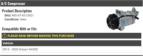 Compresor de A/C - Compatible con Nissan NV200 2013-2020