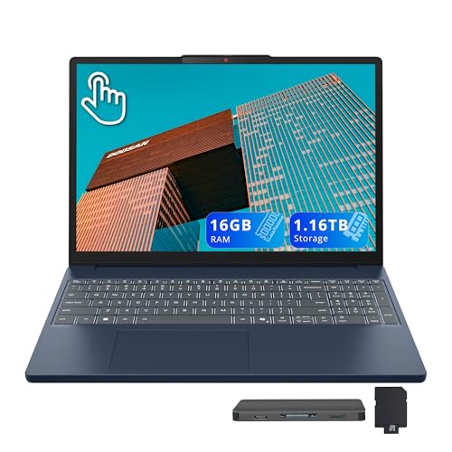 Image of Lenovo IdeaPad Slim 3i 15.3 inch WUXGA Touchscreen Laptop, Intel Core 5 210H, 16GB DDR5, 1.16TB Storage(1TB SSD+160GB Docking Station Set), Intel Graphics, Backlit Keyboard, Number Pad, Windows 11, Blue