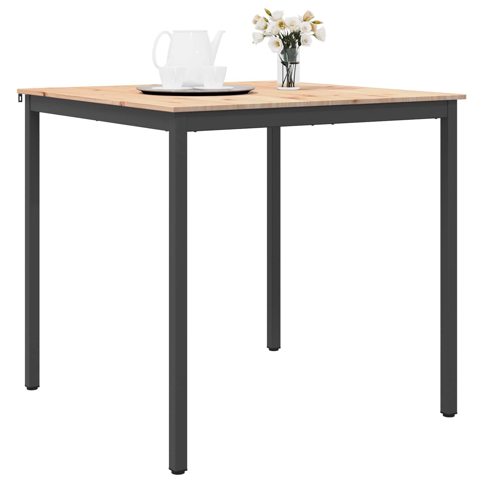 Mesa de bar natural de madera de pino maciza, 110 x 110 x 105 cm, para interior, comedor, cocina, moderno, diseño industrial, robusto, estable con soporte de vigas en forma de H