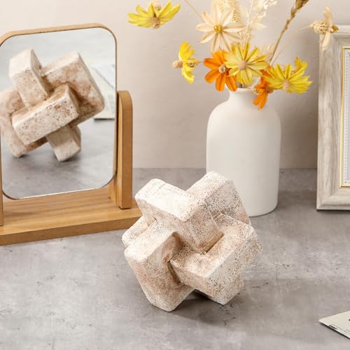 Nudo decorativo 3 enlaces tallado a mano 5 pulgadas diámetro miniatura 5