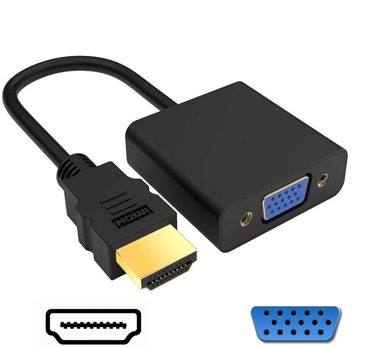 HDMI to VGA Adapter, Gold-Plated 1080P Male to VGA Female Video Converter Adapter Cable