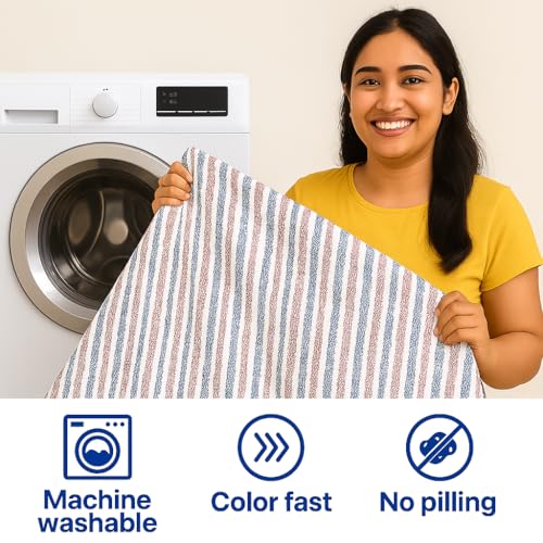 Image of Danip 100% Cotton Reversible AC Dohar Blanket, Throw - Printed Soft, Skin-friendly, Lightweight & Ideal for All-weather - 3 Layered Single Bed Dohar for AC Rooms (56 x 88 Inches) - Stripes & Polka Dot