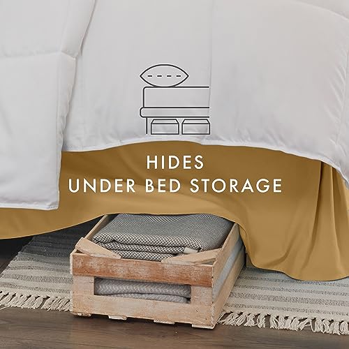 Linen Market Pleated Bed Skirt, Queen, Gold #TOP2