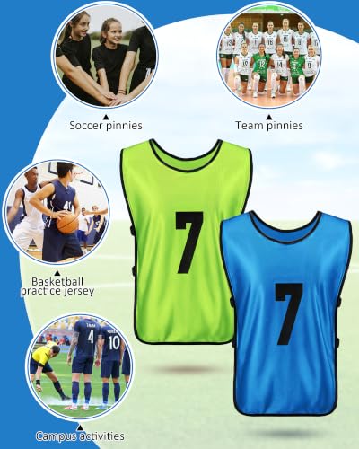 Image of Yahenda 24 Pcs Soccer Pinnies Numbered Vests Adult