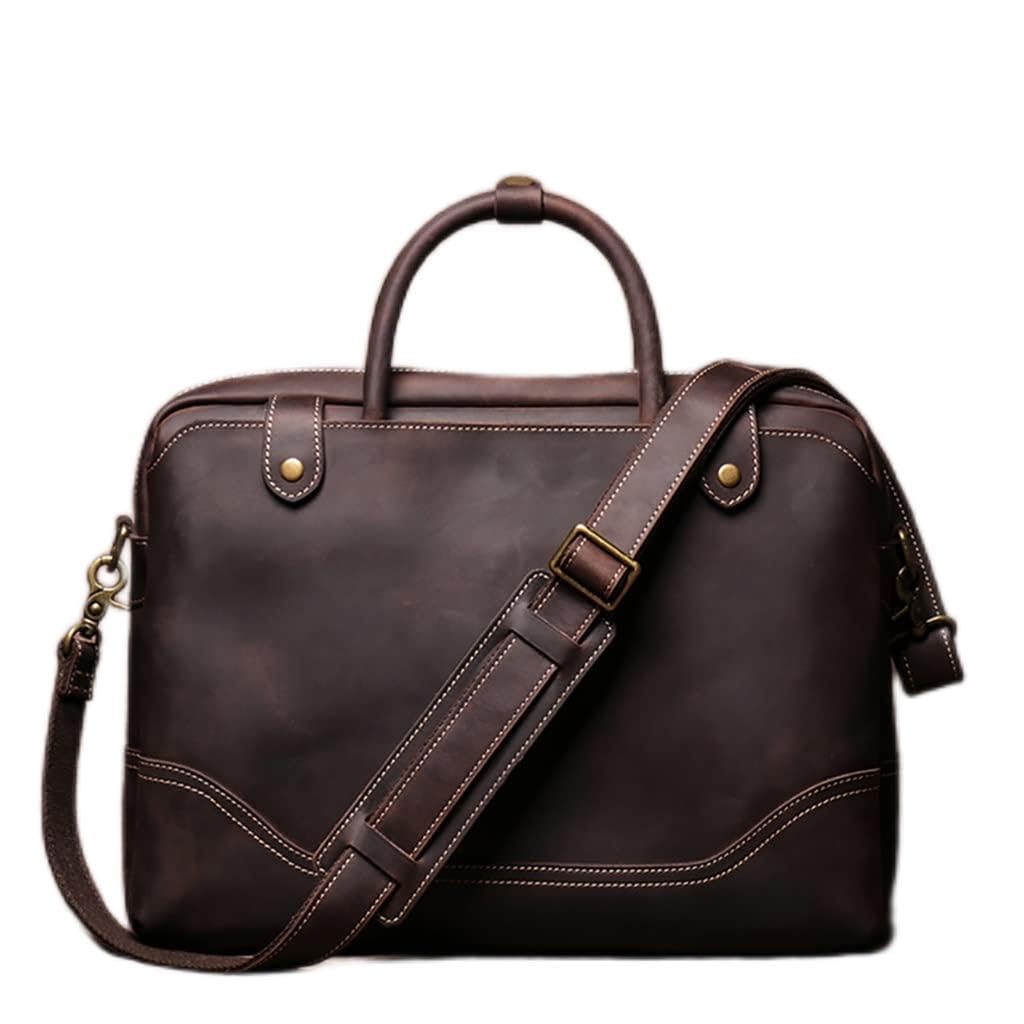 Sacoche ordinateur 15.6 pouces homme en cuir véritable pour protéger vos dossiers avec style marron